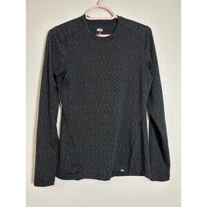 REI Co-Op Long Sleeve Pullover Stretch Layer Shirt Black heather pattern